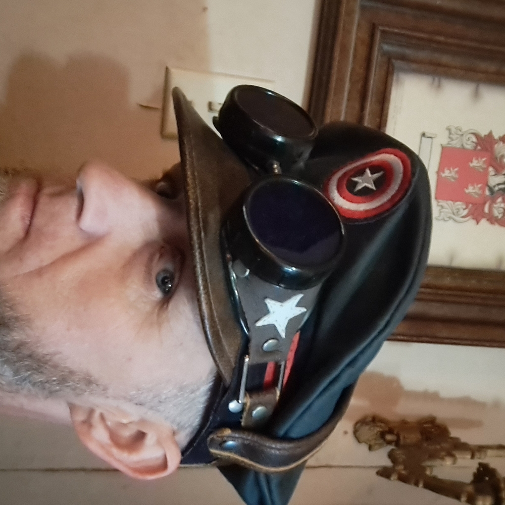 Steampunk Hat with Goggles and Star Accents